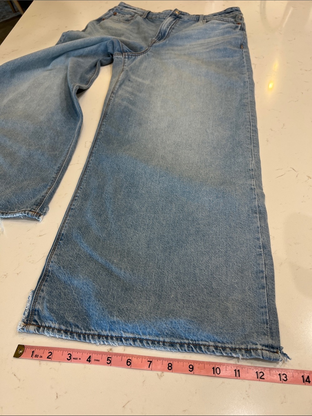 American Eagle Super High Rise Ultra Wide Leg Strigid Jeans 12 - Picture 14 of 15